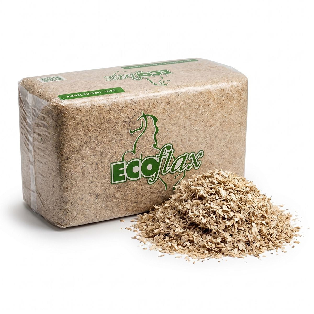 Leinenstroh Ecoflax 20kg im Ballen mit lose Ware davor