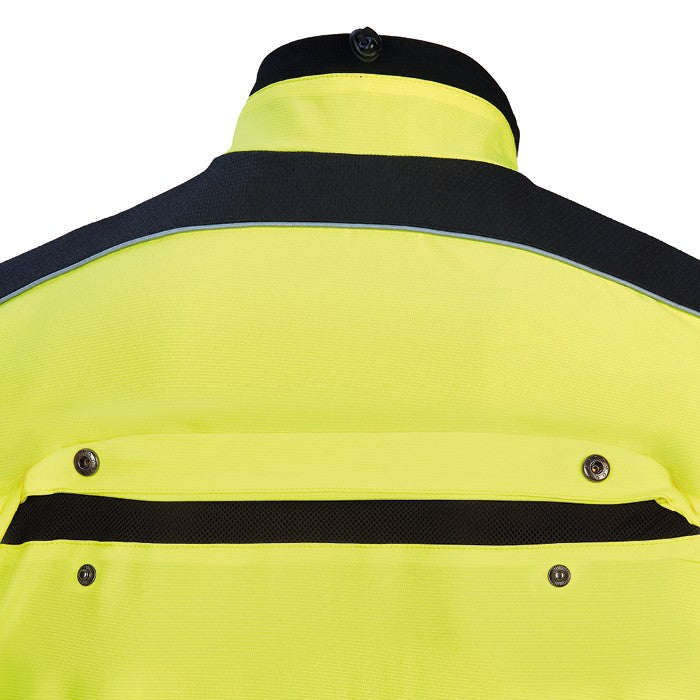Schulter geöffnete Knopfleiste PSS Funktionsjacke X-treme Vario rot/gelb