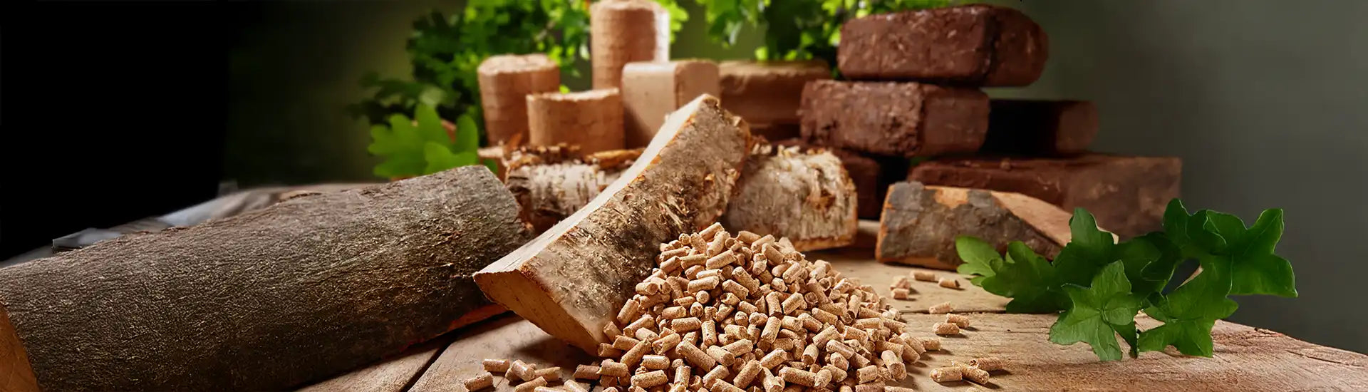 Holzpellets, Holzbriketts und Holzscheite – Banner zur Kategorie Holzpellets und Holzbriketts