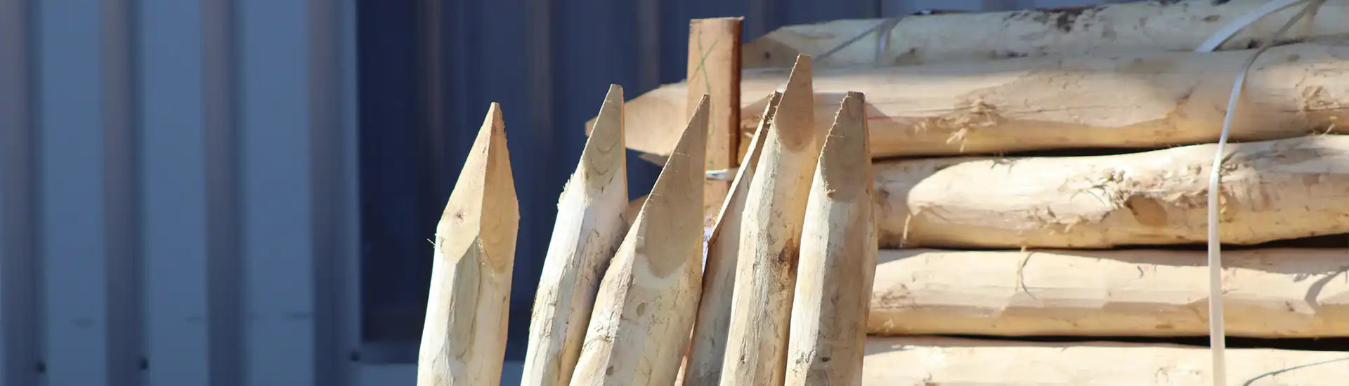 Holzpfähle – Banner zur Kategorie Zäune und Zaunpfähle