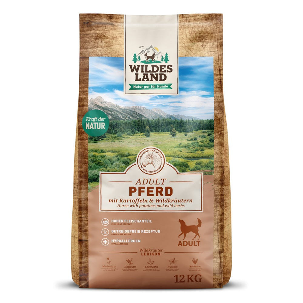 Wildes Land Adult Pferd mit Kartoffel und Wildkräutern 12 kg im Sack