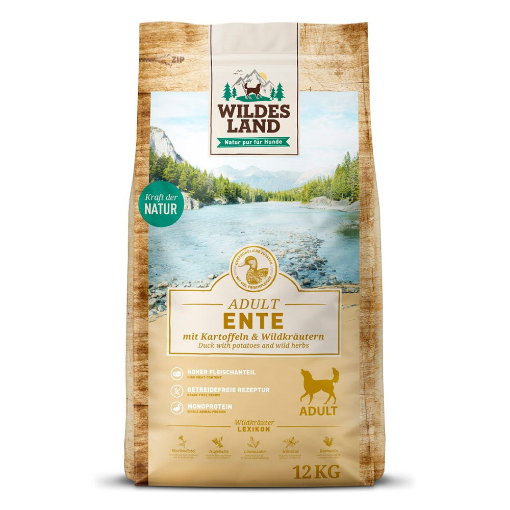 Wildes Land Adult Ente mit Kartoffel und Wildkräutern 12 kg im Sack