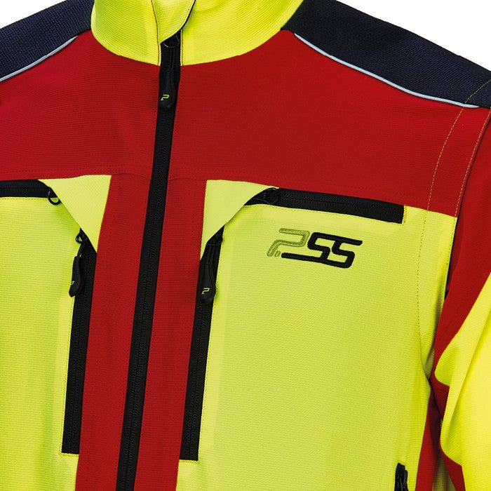 Brust detail PSS Funktionsjacke X-treme Vario rot/gelb