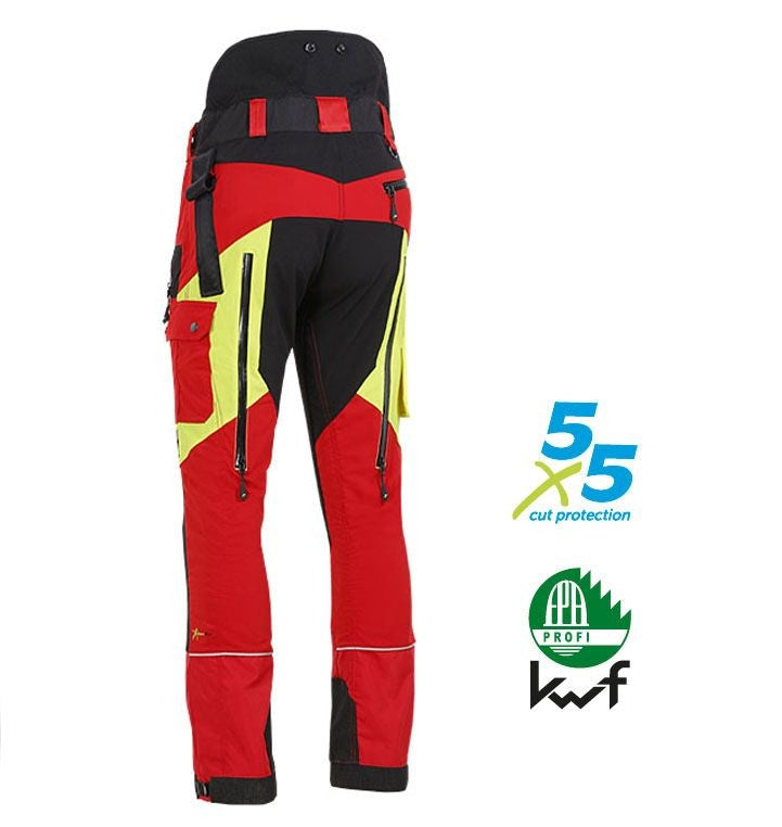 Rückseite PSS Schnittschutzhose X-treme Air in der Farbe rot/gelb