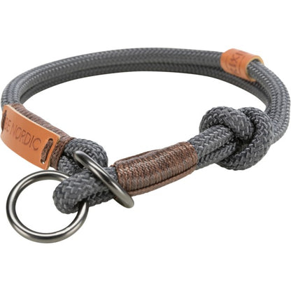 BE NORDIC Zug-Stopp-Halsband - S: 35 cm Ø 6 mm, dunkelgrau/braun 