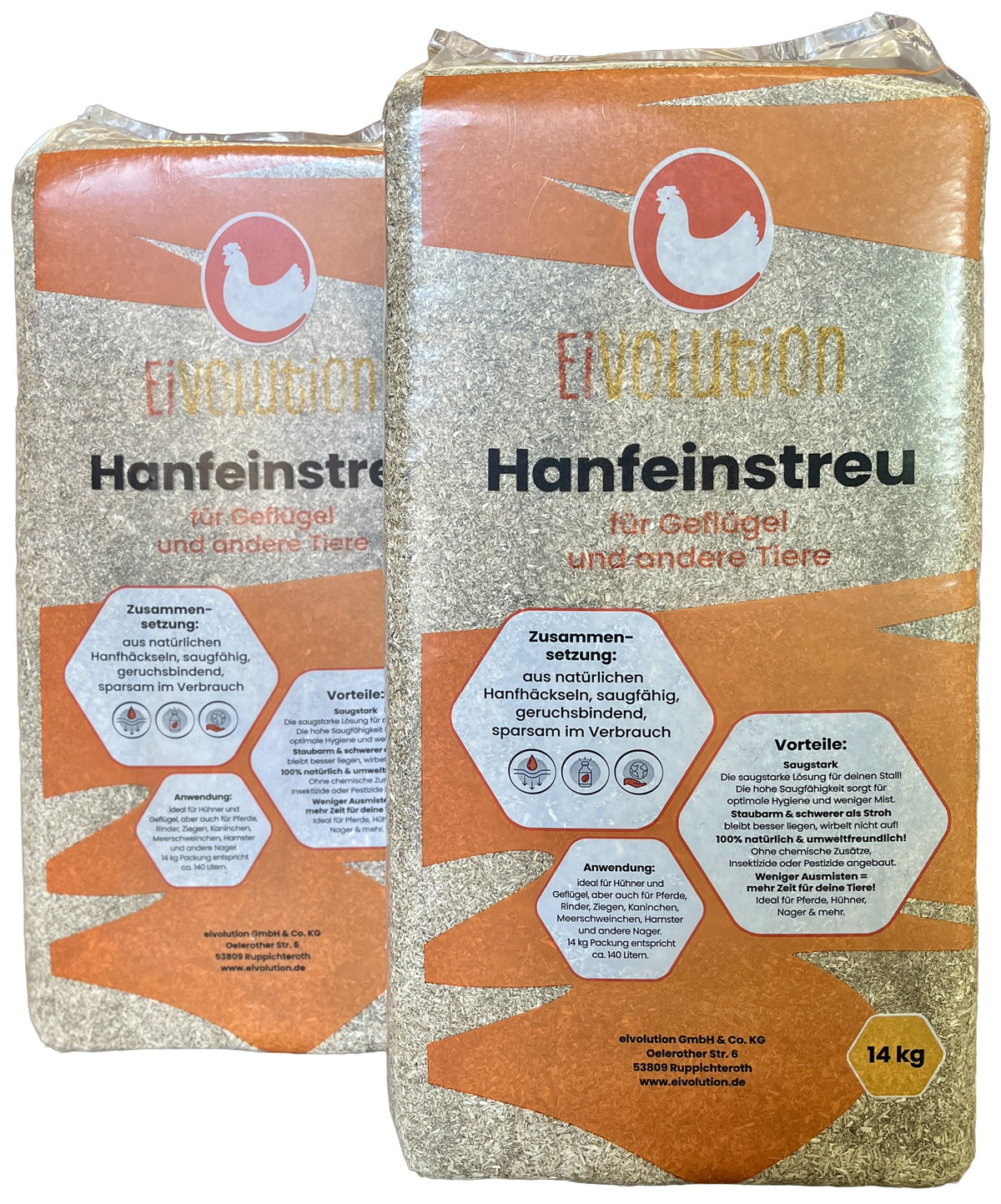 Hanfeinstreu Natur 2x 14 kg Ballen