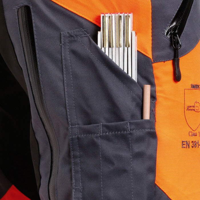 Seitentasche Nahansicht PSS Schnittschutzhose X-treme Air EN ISO 20471 orange