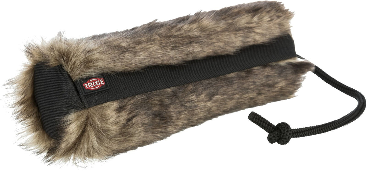 Fell-Futterdummy, Plüsch/Polyester, ø 6 × 20 cm, Kaninchenfell