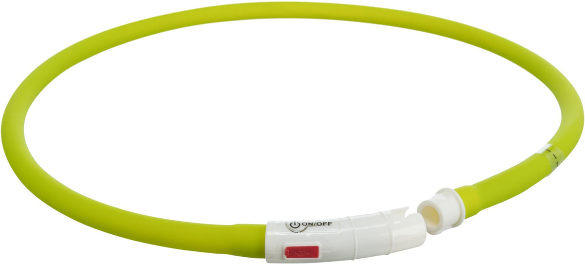 Flash Leuchtring USB, Silikon, Größe: XS–XL: 70 cm, Ø 10mm, grün, Clickverschluss geöffnet