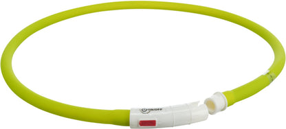 Flash Leuchtring USB, Silikon, Größe: XS–XL: 70 cm, Ø 10mm, grün, Clickverschluss geöffnet