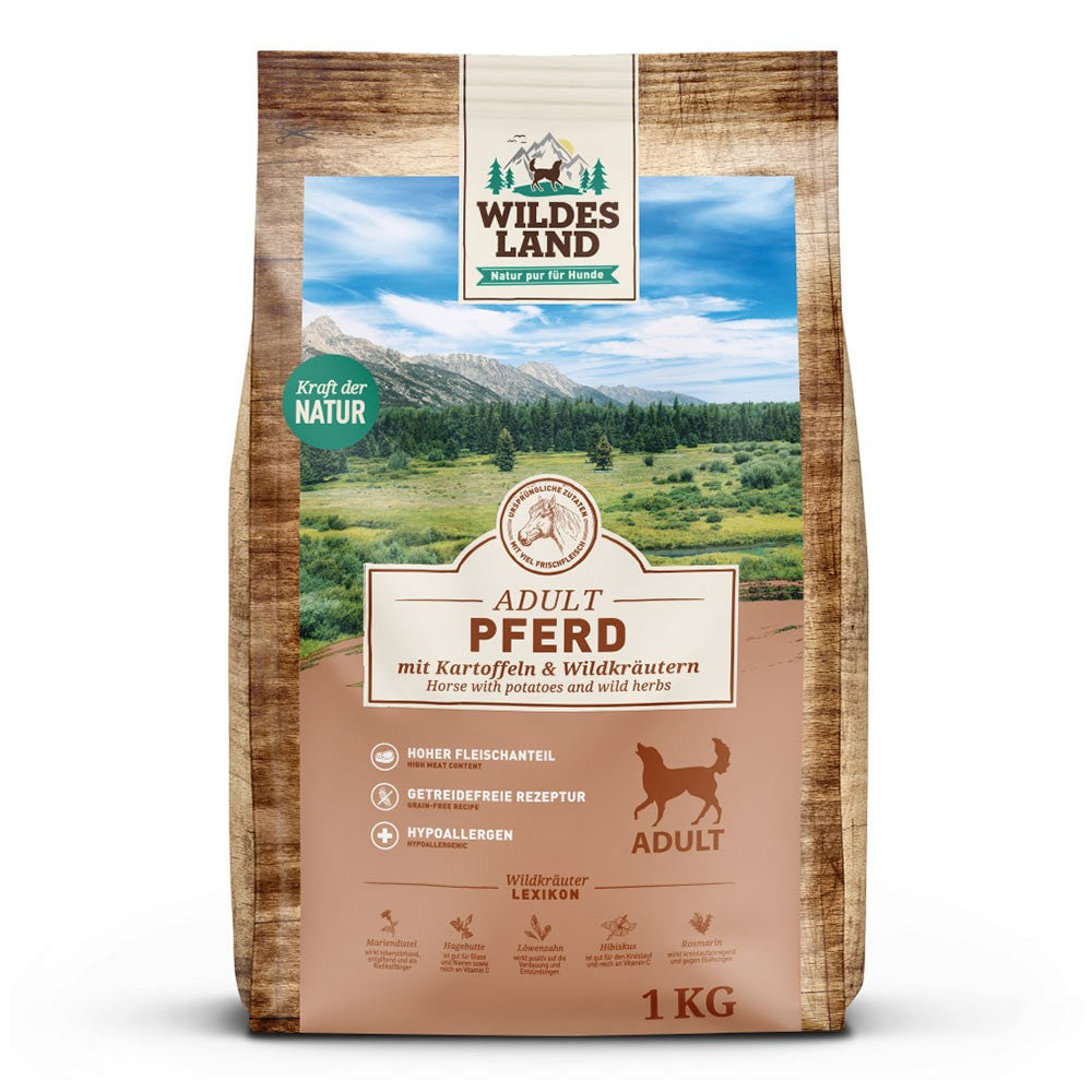 Wildes Land Adult Pferd mit Kartoffel und Wildkräutern 1 kg im Sack