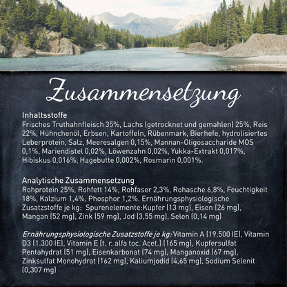 Wildes Land Soft Adult Truthahn und Lachs mit Reis und Wildkräutern