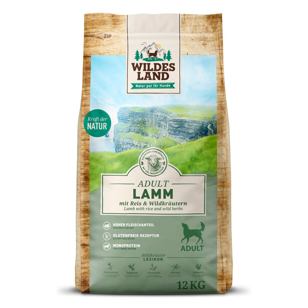 Wildes Land Classic Adult Lamm und Lachs mit Kartoffeln und Wildkräutern 12 kg im Sack