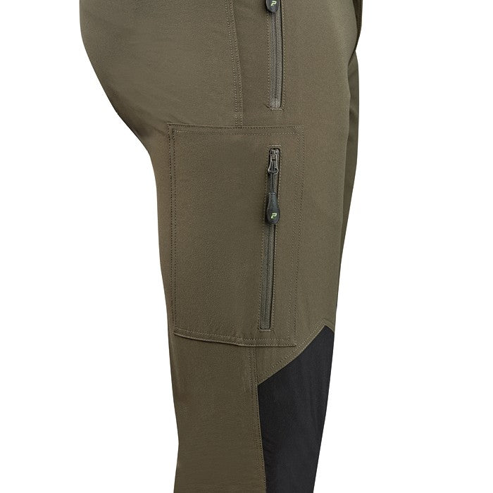 Seitentasche PSS Outdoorhose X-treme Stretch grün/schwarz