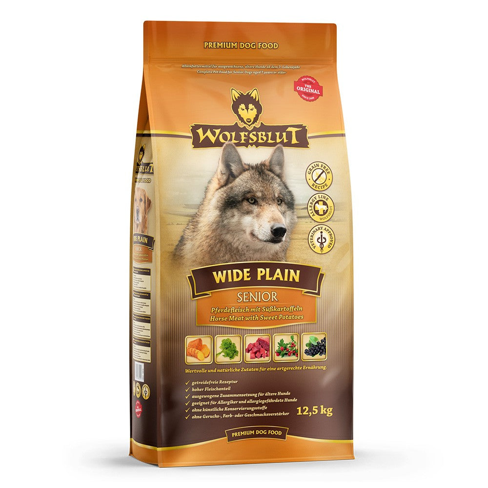 Wolfsblut Wide Plain Senior - Pferdefleisch und Süßkartoffel 12,5 kg im Sack