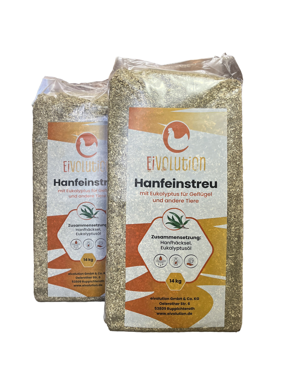 Hanfeinstreu mit Eukalyptus 2x 14 kg Ballen