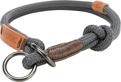BE NORDIC Zug-Stopp-Halsband S-M: 40 cm Ø 8 mm, dunkelgrau/braun