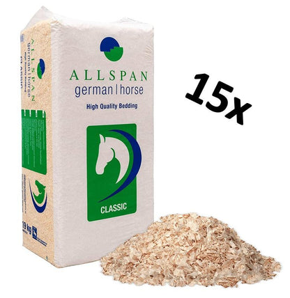 Allspan German Horse classic 24 kg, Palette à 15 Ballen - Einstreu aus Hobelspänen aus 100% unbehandelter Fichte