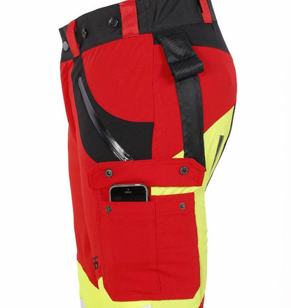 Seitenansicht PSS Schnittschutzhose X-treme Air in der Farbe rot/gelb