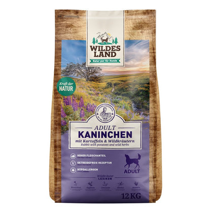 Wildes Land Adult Kaninchen mit Kartoffel und Wildkräutern 12 kg im Sack