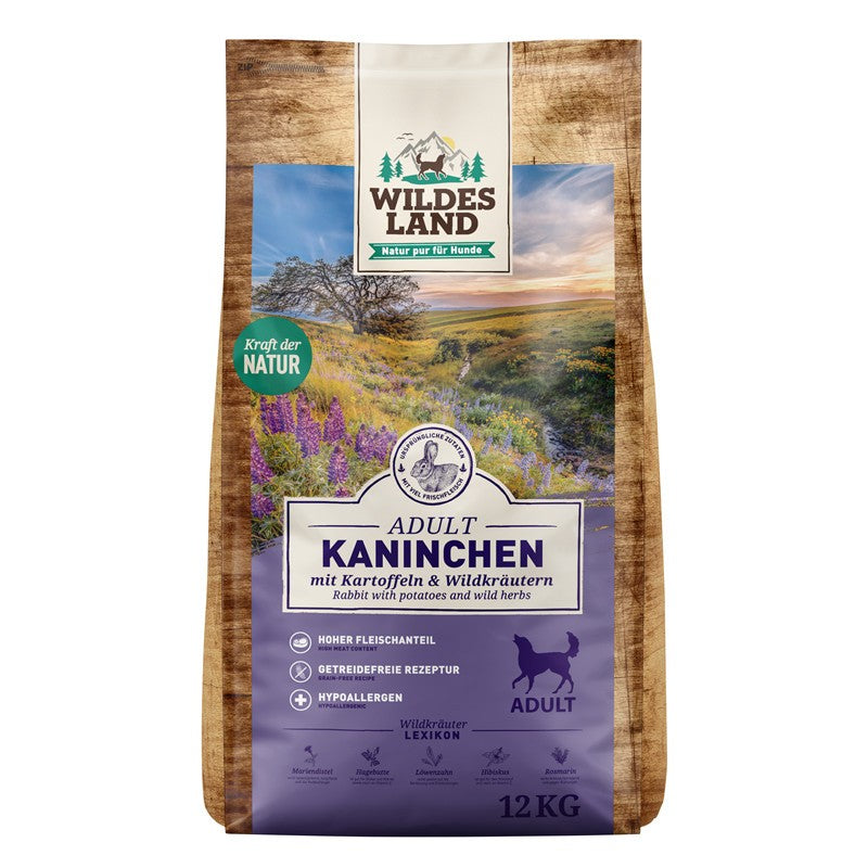 Wildes Land Adult Kaninchen mit Kartoffel und Wildkräutern 12 kg im Sack