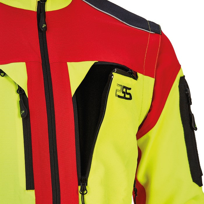 Brust Detail PSS Funktionsjacke X-treme Vario rot/gelb