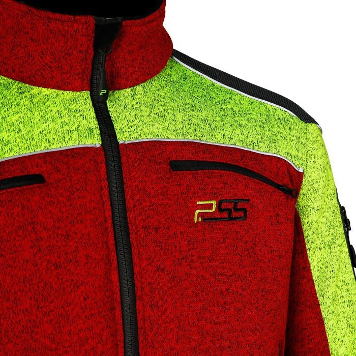 Brustansicht PSS Faserstrickjacke X-treme Arctic rot/gelb