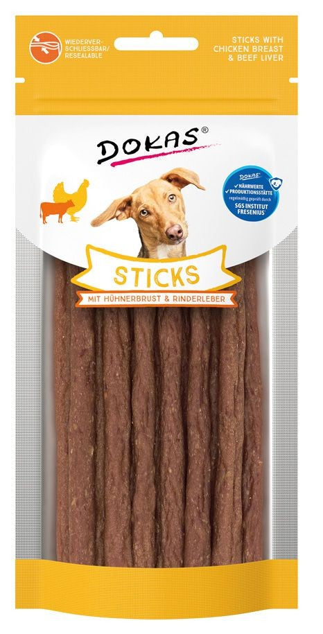 Dokas Sticks mit Hühnerbrust & Rinderleber 60g im Beutel