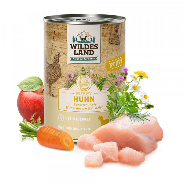 Wildes Land Classic Puppy Huhn mit Karotte,Apfel und Wildkräuter