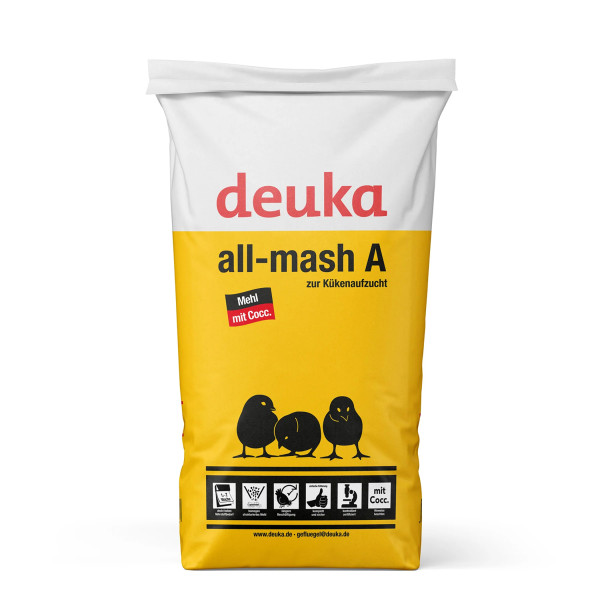 Deuka all-mash A Mehl mit Cocci 25kg - Kükenaufzuchtfutter mit Kokzidiostatikum