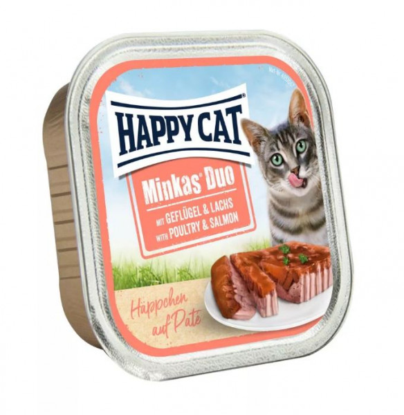 Happy Cat Duo Häppchen auf Paté - Geflügel & Lachs 12x 100g