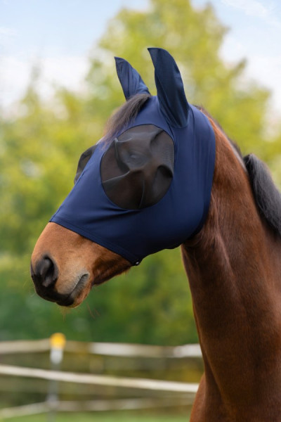 Fliegenschutzmaske FinoStretch Zipper, blau Pony