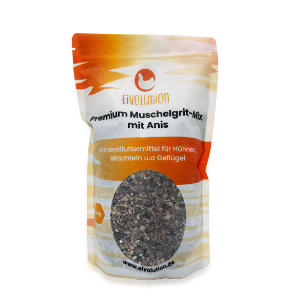 Premium Muschelgrit-Mix für Geflügel mit Anis 1,5kg Probierbeutel