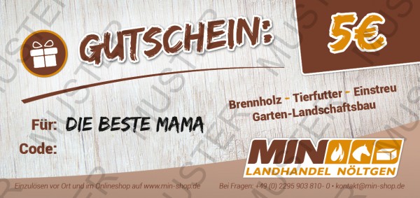 Gutschein im Wert von 5,00 €