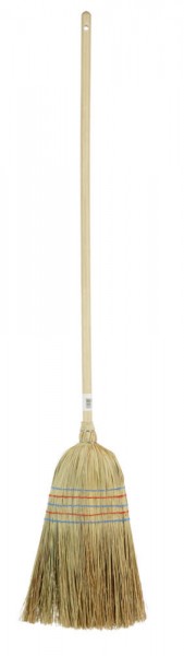 Reisstrohbesen 5-Naht mit lackiertem Stiel, 135cm
