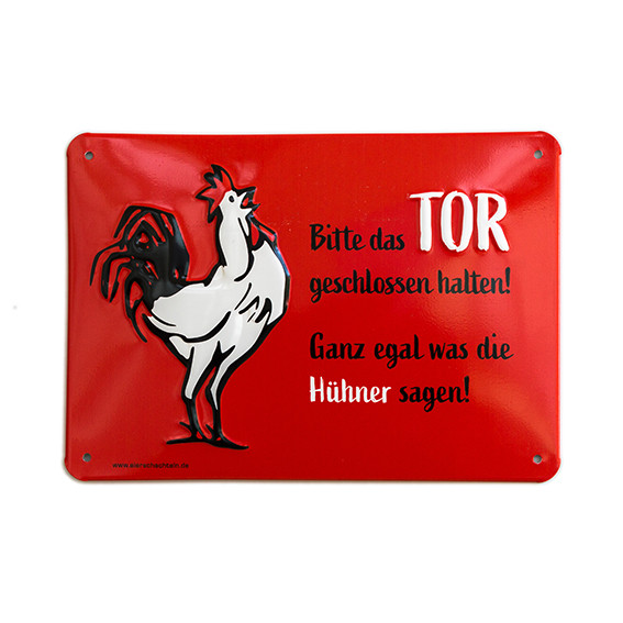 Alu-Schild „Bitte das Tor geschlossen halten“, gewölbt und geprägt 14,8x21cm - ABVERKAUF